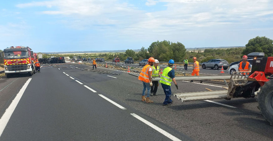 Accident de poids lourd sur l'A9 : trafic paralysé au nord de Perpignan