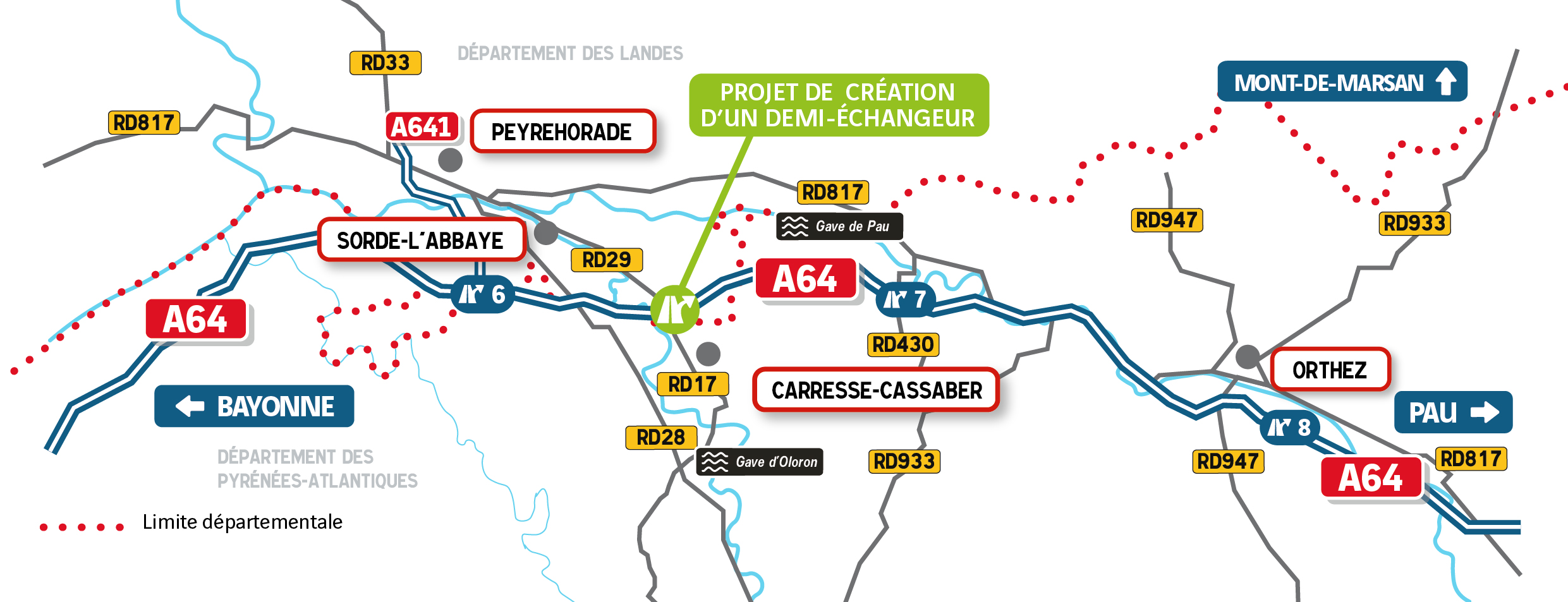 Une concertation publique pour des bretelles sur l'A64