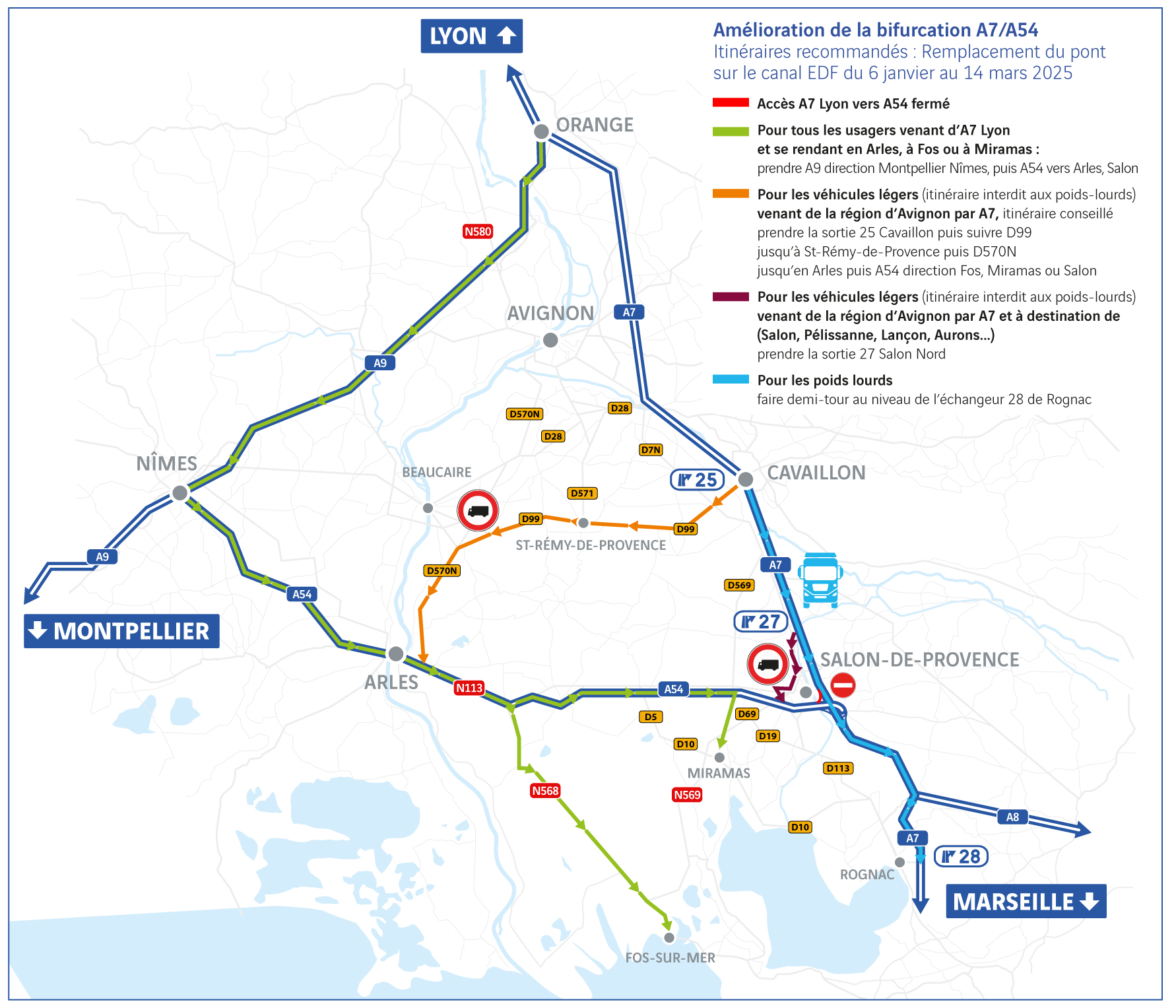 illustration de Salon-de-Provence : la bifurcation A7/A54 sens Lyon vers Arles fermée 10 semaines