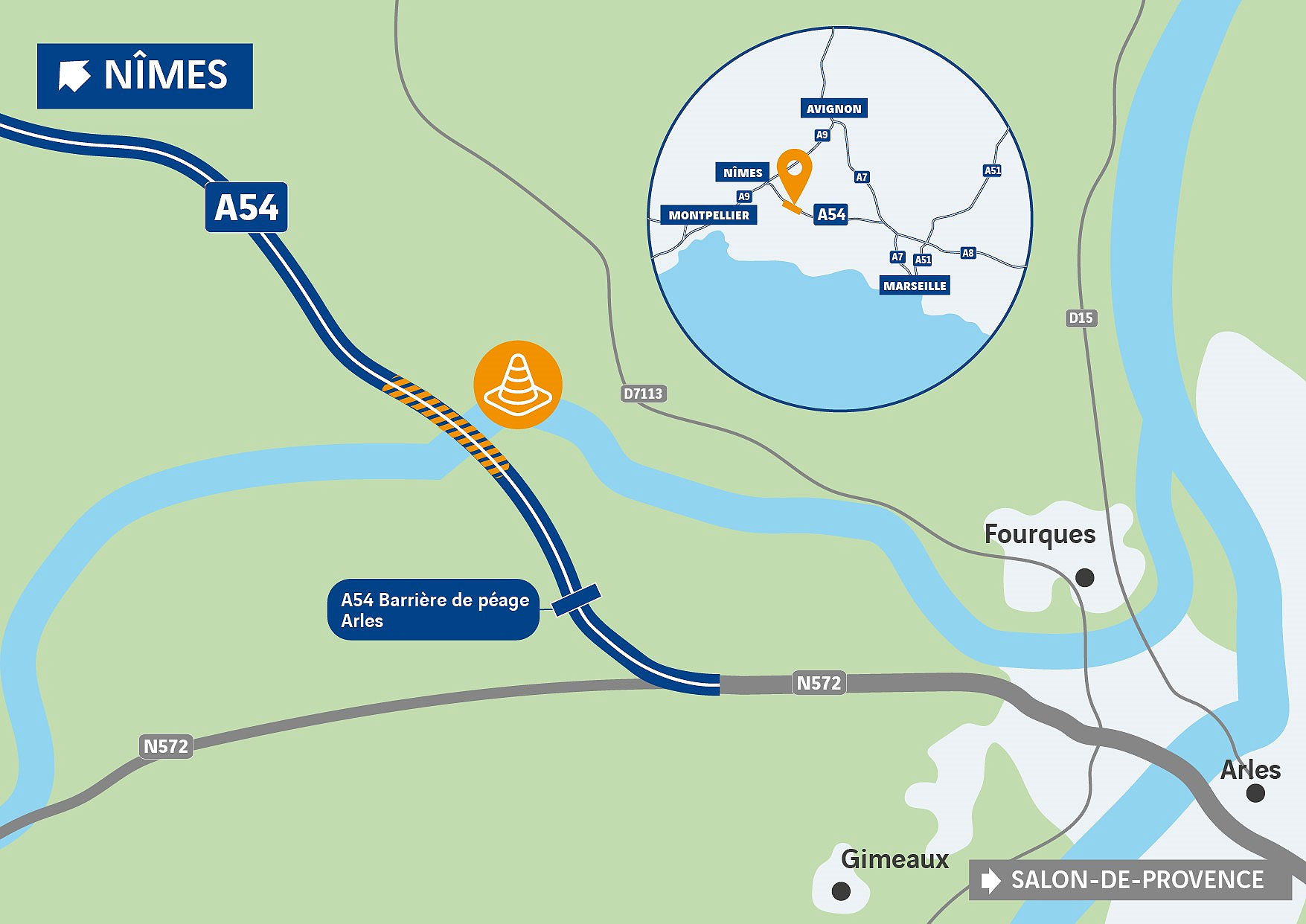A54 Travaux de rénovation d'un viaduc entre Nîmes et Arles