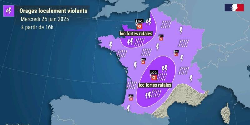 Orages violents : 50 départements en vigilance orange ce mercredi selon Météo-France