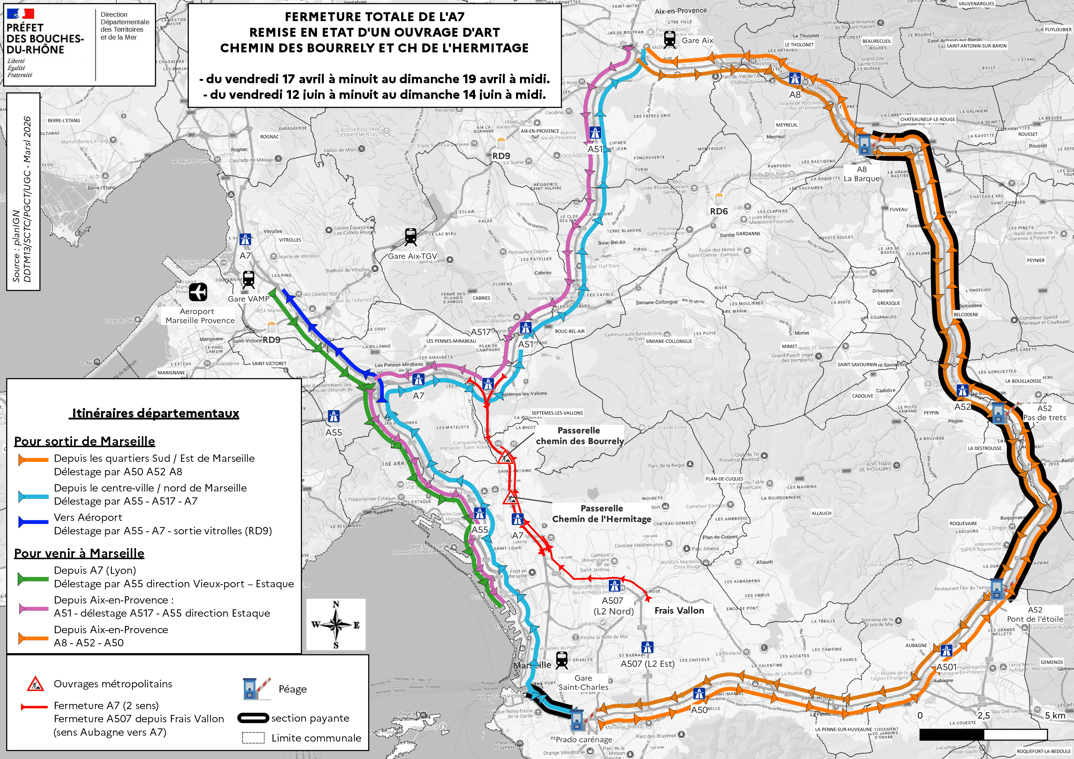 Travaux : L'autoroute A7 fermée 36 heures à Marseille ce week-end du 18 au 19 avril 2026