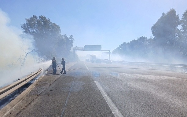 En direct • Feux de végétation sur A9 : coupures et bouchons autour d’Orange, Béziers et Narbonne