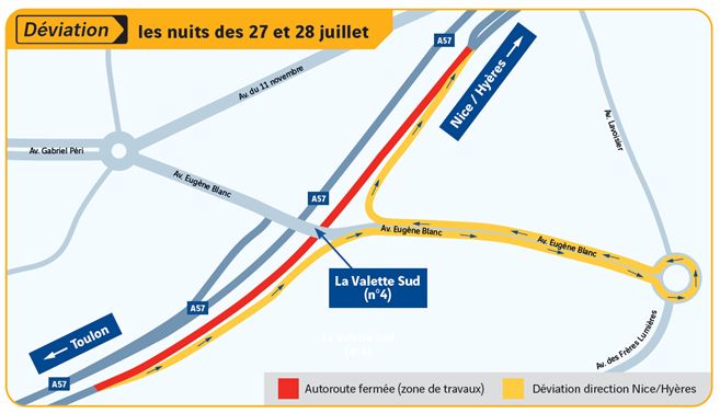 Fermetures et déviations sur l'A57 : les perturbations ce week-end des 27 et 28 juillet