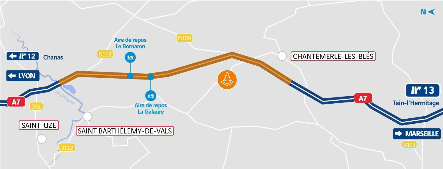 Travaux nocturnes sur l’A7 entre La Galaure et Tain-l’Hermitage dès le 16 septembre