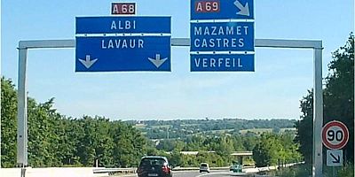 L'accès à l'autoroute A69 ex A680 depuis l'autoroute A68