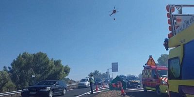 Les pompiers, un hélicoptère, les gendarmes et le patrouilleur VINCI Autoroutes à Orange