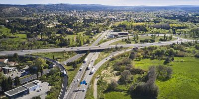 Vue en direction de Pelissanne depuis la bifurcation A7-A54