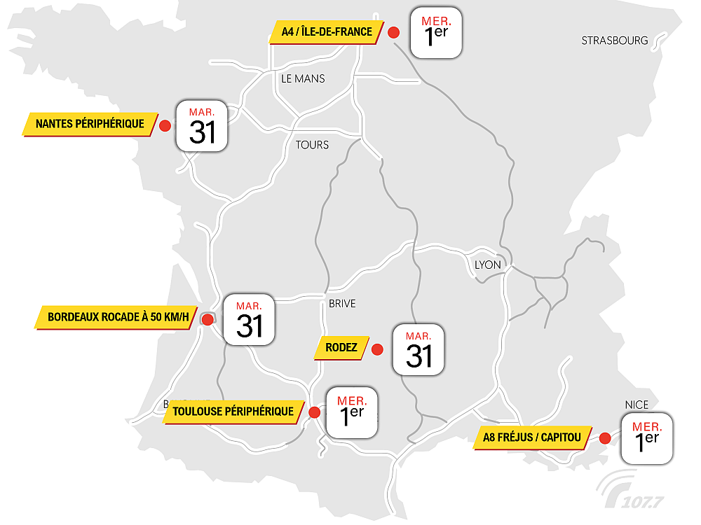 Carte. Manifestations Routiers : quels bouchons à Nantes, Toulouse et sur l'A8 mardi et mercredi ?